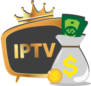 GigoStream IPTV reseller program illustration showing a television and earnings